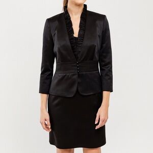 Tahari Black Blazer with Ruffle Trim